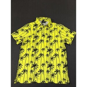 Sunday Swagger Youth Size Large Polo Shirt Stylin Yellow Palm Tree Tropical Golf